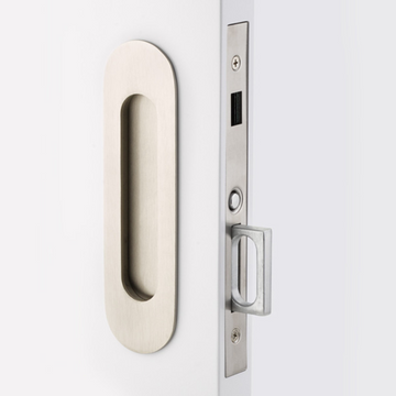 Emtek 2164 Narrow Oval Pocket Door Mortise Locks (2" x 7-1/4") - Passage